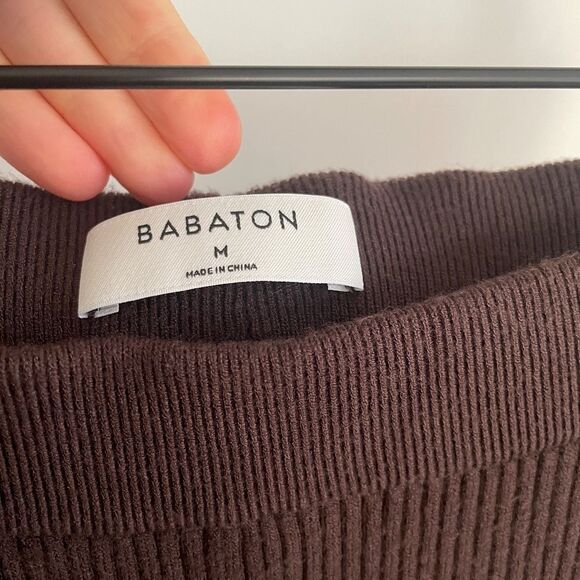 ❤️ Aritzia Babaton Distill Leggings Side Slit Brown Coffee Bean Ribbed Knit Pant - Picture 7 of 10